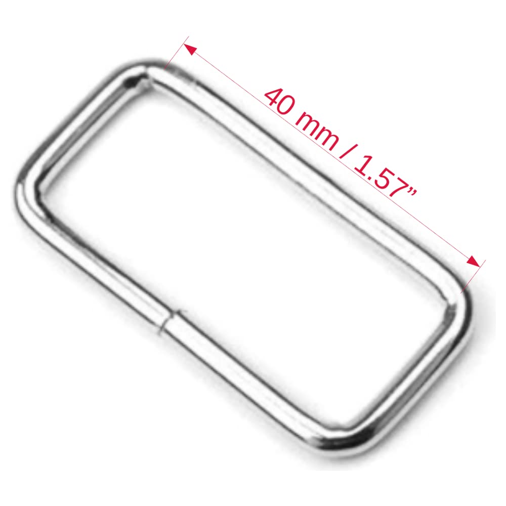 30 Pcs Buckles Set for 40 mm / 1.57" Webbing Strap, 30 x Rectangular Loops, Metal, Silver, Bag Making, Accessories, Straps, DIY