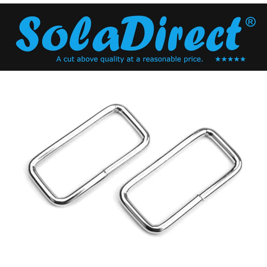 2 x 55 mm Rectangle Loops Buckles for Webbing Strap, Metal, Silver