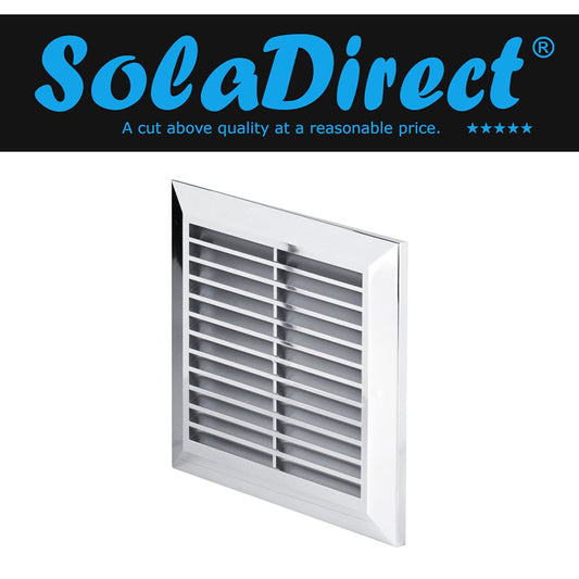 170 mm x 170 mm Chrome Air Vent Grille for 100 mm Round Duct Hose Pipe Connection