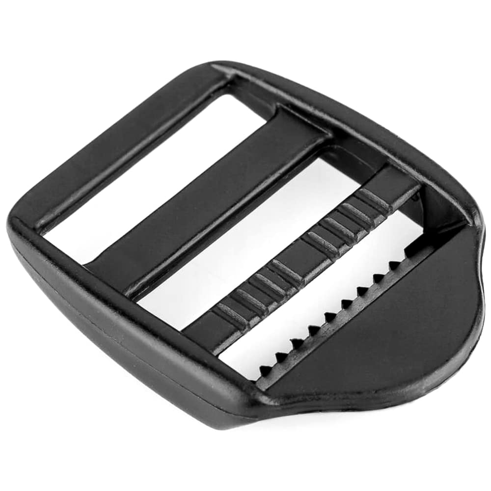 20 x Ladderlock Rucksack Sliders Buckles for 25 mm / 1 inch Webbing Strap, Black, Plastic