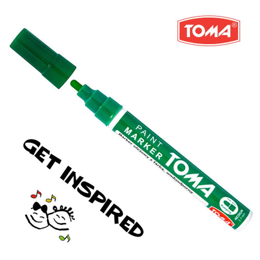 Green Oil-Based Paint Marker Pen Permanent - 2.5mm Round Tip, Fast-Drying Waterproof Ink - Universal for All Surfaces