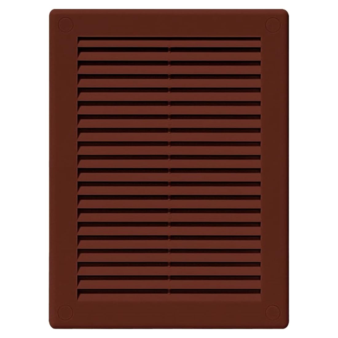 Brown Louvred Wall Vent Grille with Flyscreen and Screw Covers, 150 x 200 mm, Air Ventilation Duct Cover with Flat Back