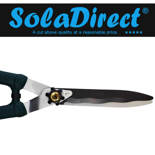 23" Steel Hedge Shears, Garden Shears Scissors Pruner Trimmer - Anti-Slip Handles, Wave Blade, Shock Absorber, Pressure Adjustment