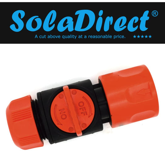 Female In-Line Hose Connector with Built-in Valve for Join Garden Hose Pipe Tube Male and Female Connector Extender (Pack of 1)