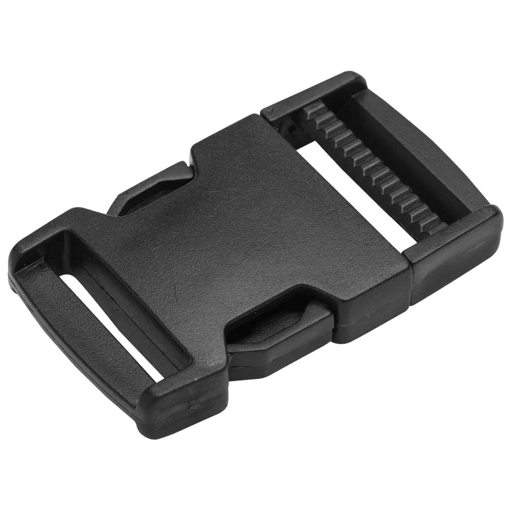 Side Release Buckles Clips for 25 mm / 1 inch Webbing Strap, Squeeze Fasteners, Black Delrin Plastic (Pack of 10)