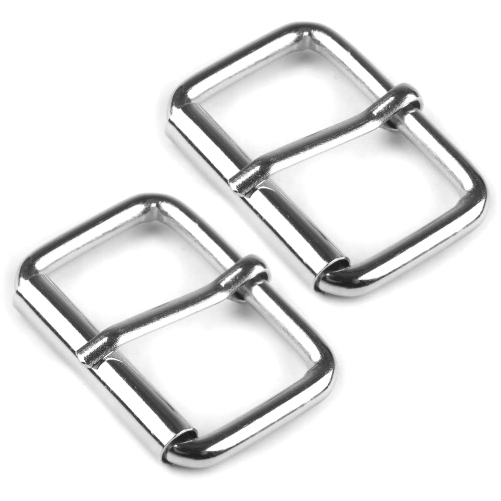 2 x 40 mm Belt Buckles Single Prong Square Replacement Buckle Men Women Belt, Metal, Silver