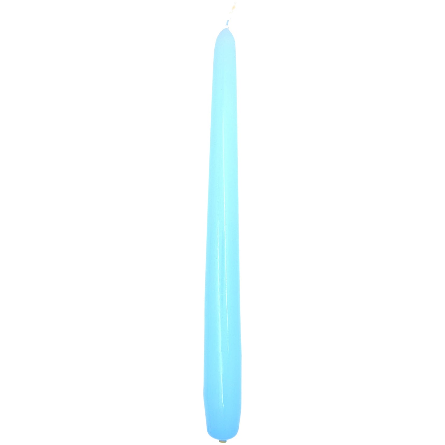 Tapered Dinner Candles, Pack of 10, Unscented, Long Burning Time, 24 cm / 19.45" (Light Blue, Varnished)