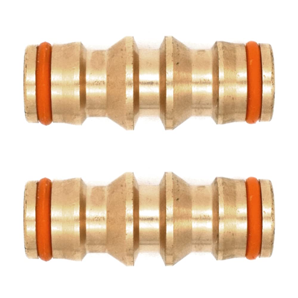 Brass Double Male Hose Connector Coupler Extender for Join Garden Hose Pipe Tube (Pack of 2)