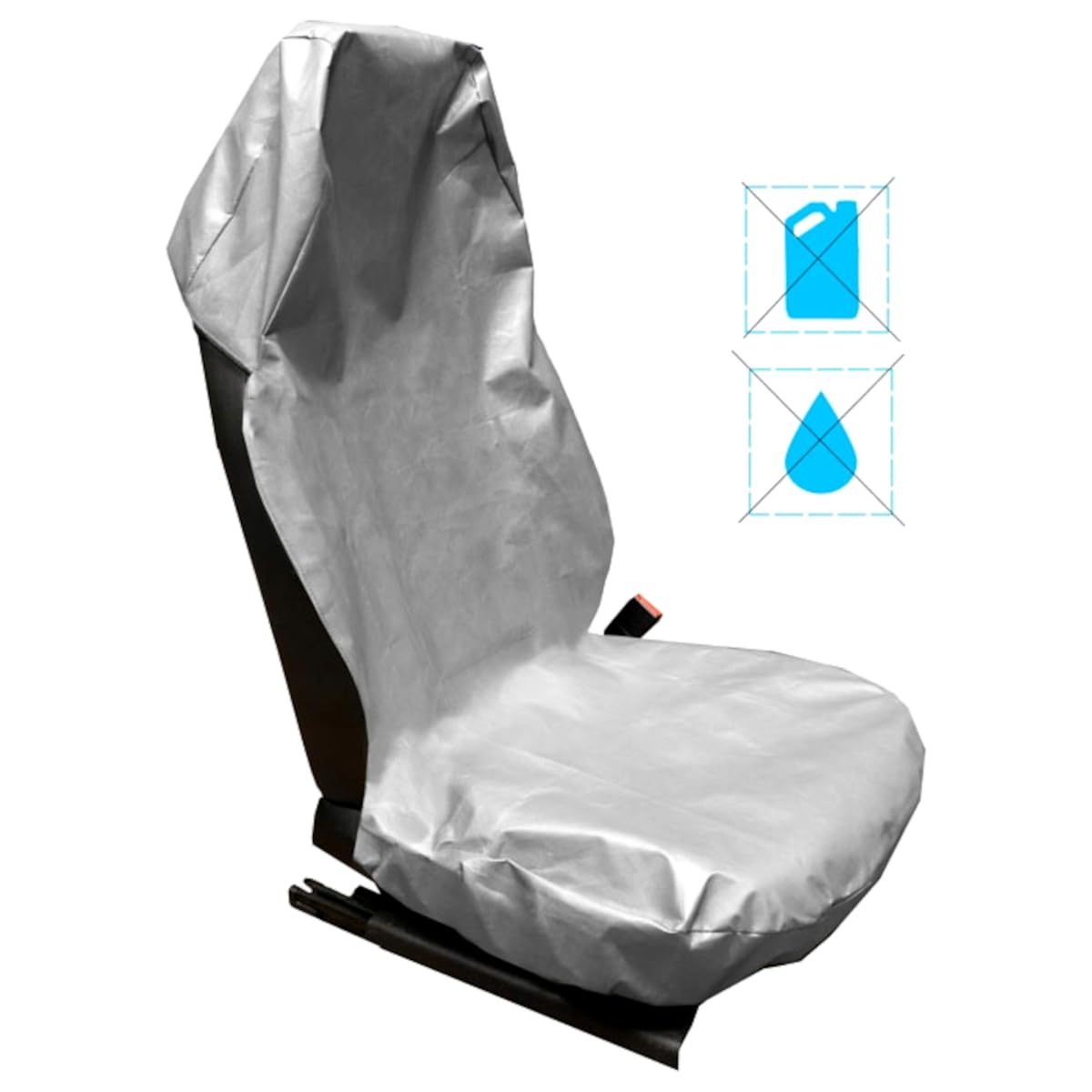Universal Waterproof Oil-Proof Garage Car Seat Cover - Heavy Duty Protection for Mechanics, Construction Workers (Silver)