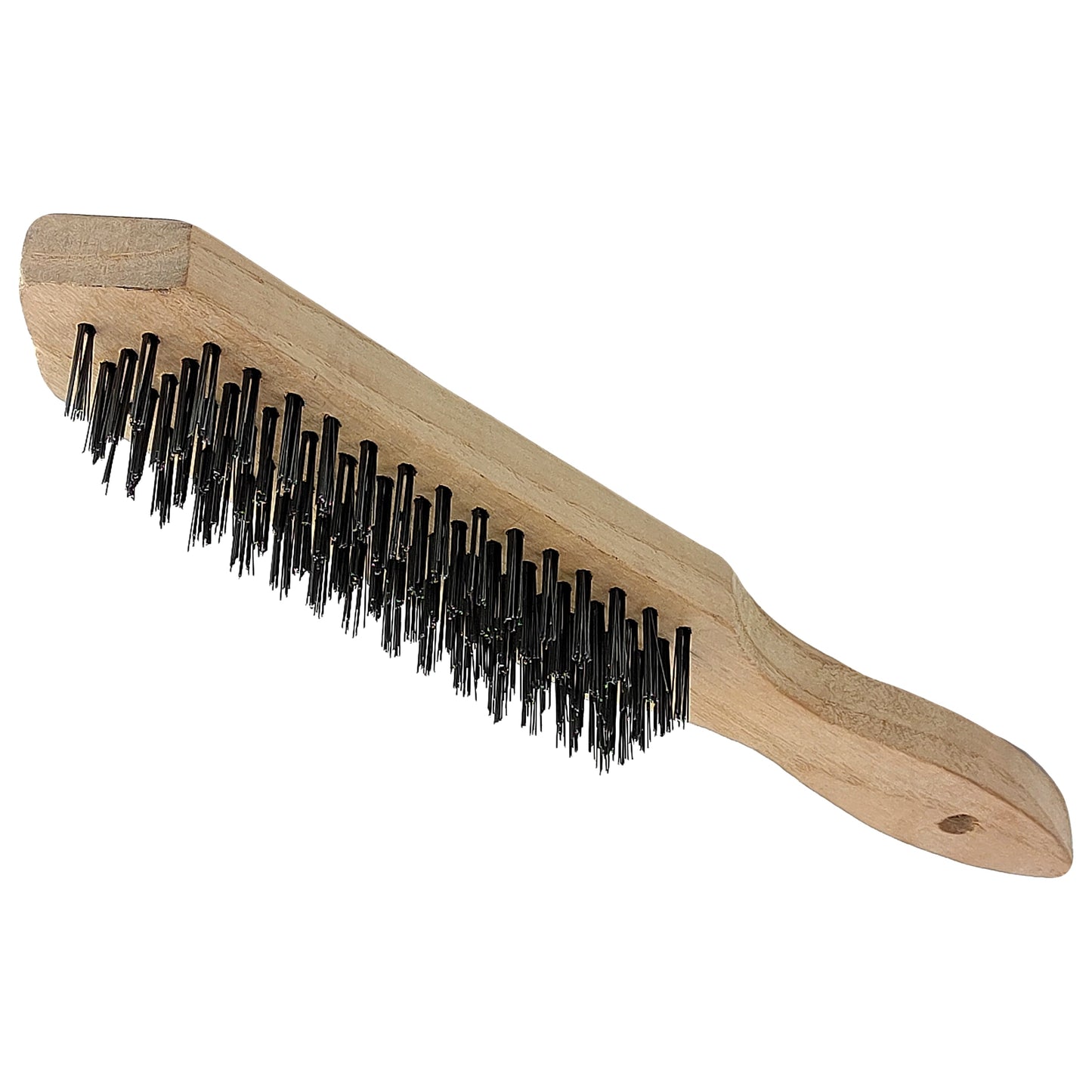 Set of 4 x Wire Brush, Heavy-Duty Handheld Steel Wire Brushes with Wooden Handle - Rust Remover - Tough Steel Wire Bristles