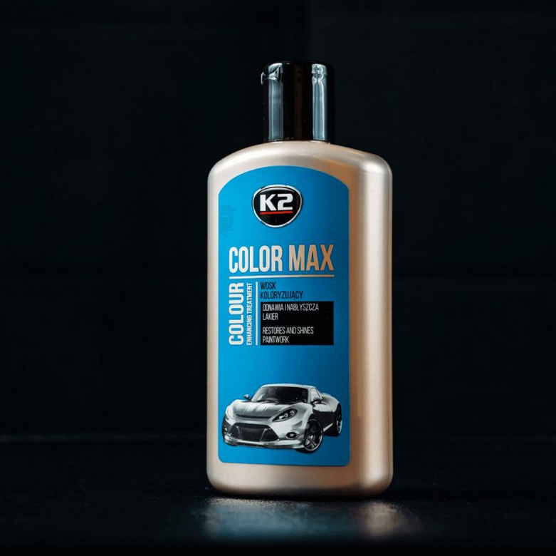 K2 Color Max Blue Colour Wax 200ml - Car Wax Polish for Standard and Metallic Finishes, Restores Shine, Helps Reduce Minor Marks
