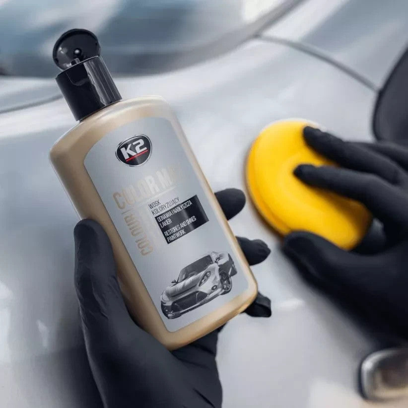K2 Color Max Silver Colour Wax 200ml - Car Wax Polish for Standard and Metallic Finishes, Restores Shine, Helps Reduce Minor Marks