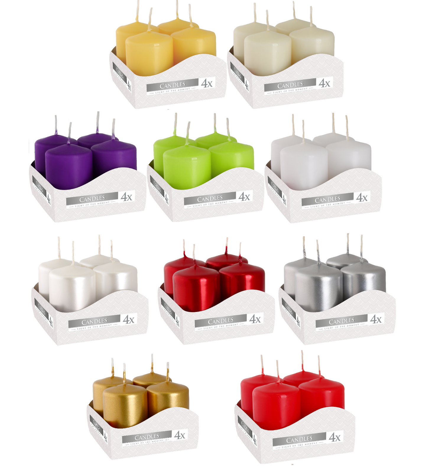 Pack of 4 Burgundy Pillar Candles Small (Width: 40 mm / Height: 60 mm each)