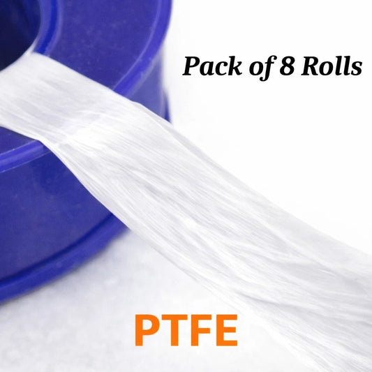 PTFE Thread Seal Tape 8 Rolls - Plumbers Tape 10m x 12mm - Leak Proof Thread Sealing for Water Gas Air Pipe Fittings - Heat Pressure Chemical Resistant - Plumbing Irrigation Maintenance