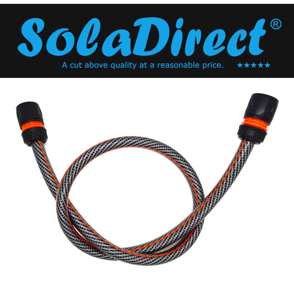 Garden Hose Pipe, Outdoor Tap to Reel Connection Set, 6 Layer Non-Toxic 1/2" Hose (Black, 2 m / 6.56 ft + 2 Quick Connectors)