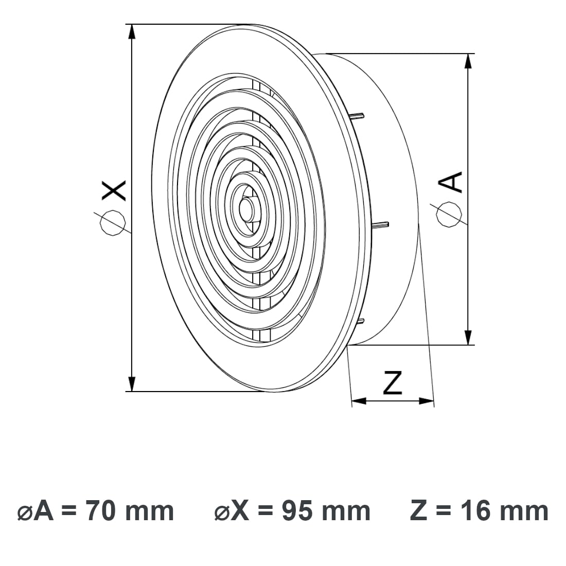 Mini Round Air Vent Grille 70mm Ventilation Cover with Flange and Fly Screen (Graphite Grey)