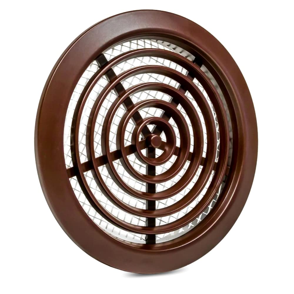 Brown Mini Round Air Vent Grille 80mm with Flange and Fly Screen Ventilation Cover