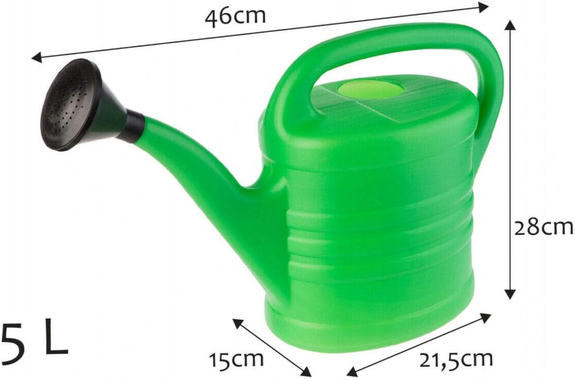 5L Watering Can, Green Lightweight Plastic Watering Can Black Detachable Sprinkler Rose Head, Outdoor & Indoor Hydrate Water Can