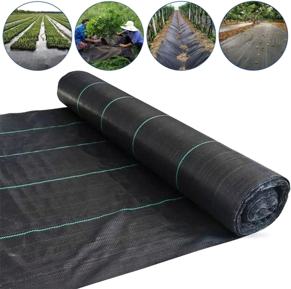1.5 x 2 m / 4.9 x 6.5 ft Weed Control Membrane, Weed Control Woven Fabric, Ground Cover Sheet, 100 GSM, UV Stabilised