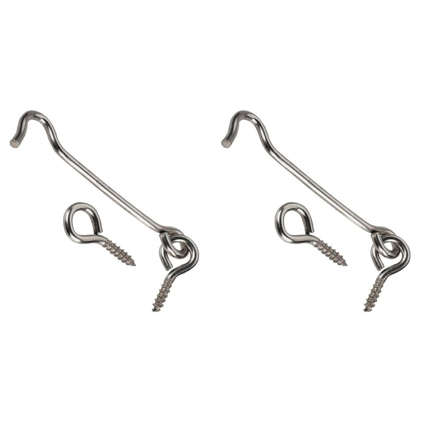 2 x Steel Cabin Hook and Hook and Eye Latch, 10cm / 4" Long, Shed Door Latch Heavy Duty, Gate Latch for Wooden Gates, Window Brace