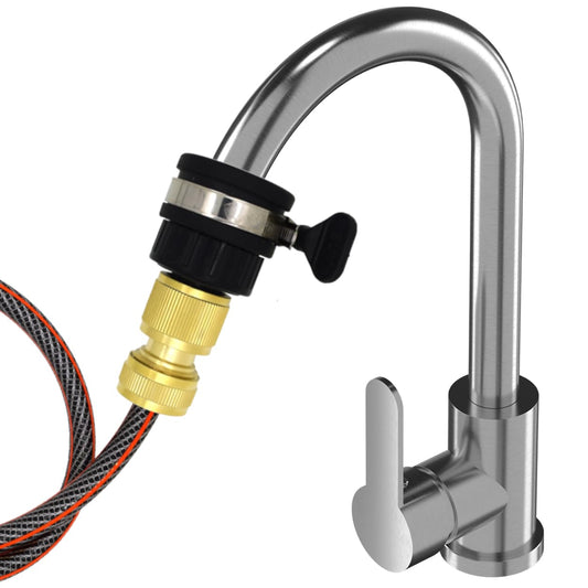 Universal Tap to Hose Connector Set & Brass Garden Hose Pipe Connector - Hozelock Compatible, For 1/2" - 5/8" Pipe (22-24mm Taps)