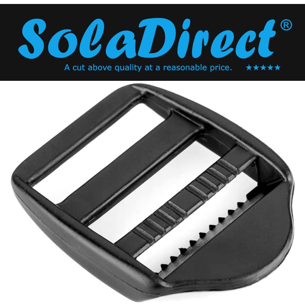 5 x Ladderlock Rucksack Sliders Buckles for 40 mm / 1.57" Webbing Strap, Black, Plastic