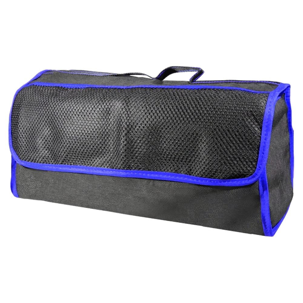 Car Boot Organiser Bag Anti Slip Foldable for Boot Storage Case Tool Bag Boot Tidy Bag, Suitable for All Vehicles, Black & Blue (M)
