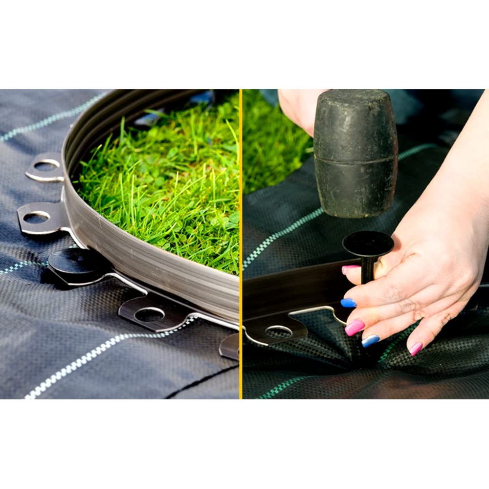 Green Lawn Edging Border - 10 m / 33 ft Long Flexible Plastic Garden Edging & 20 Securing Pegs - Easy to Cut and Shape (38mm High)