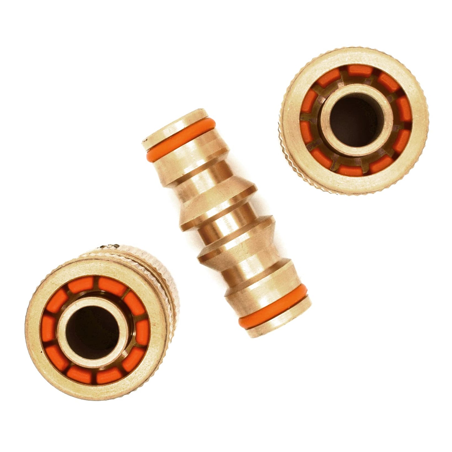 Hose Fitting Repair Set 2 x Brass Garden Water Hose 1/2" Quick End Connector & 1 x Brass Double Male Hose Connector