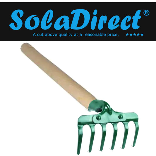 Small Garden Rake for raking and loosening the soil, 14 cm / 5.5" with 6 Tins, Ideal Gardening Tool (with Handle)
