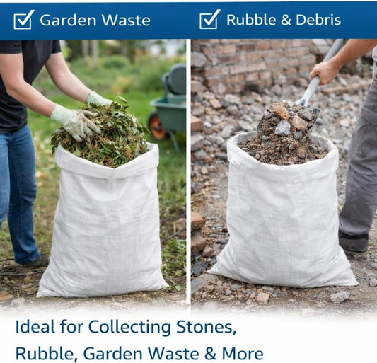 10 x Bags Sacks Woven Large Extra Heavy Duty Rubble Sand Bags Sacks Polypropylene (40 x 60 cm)