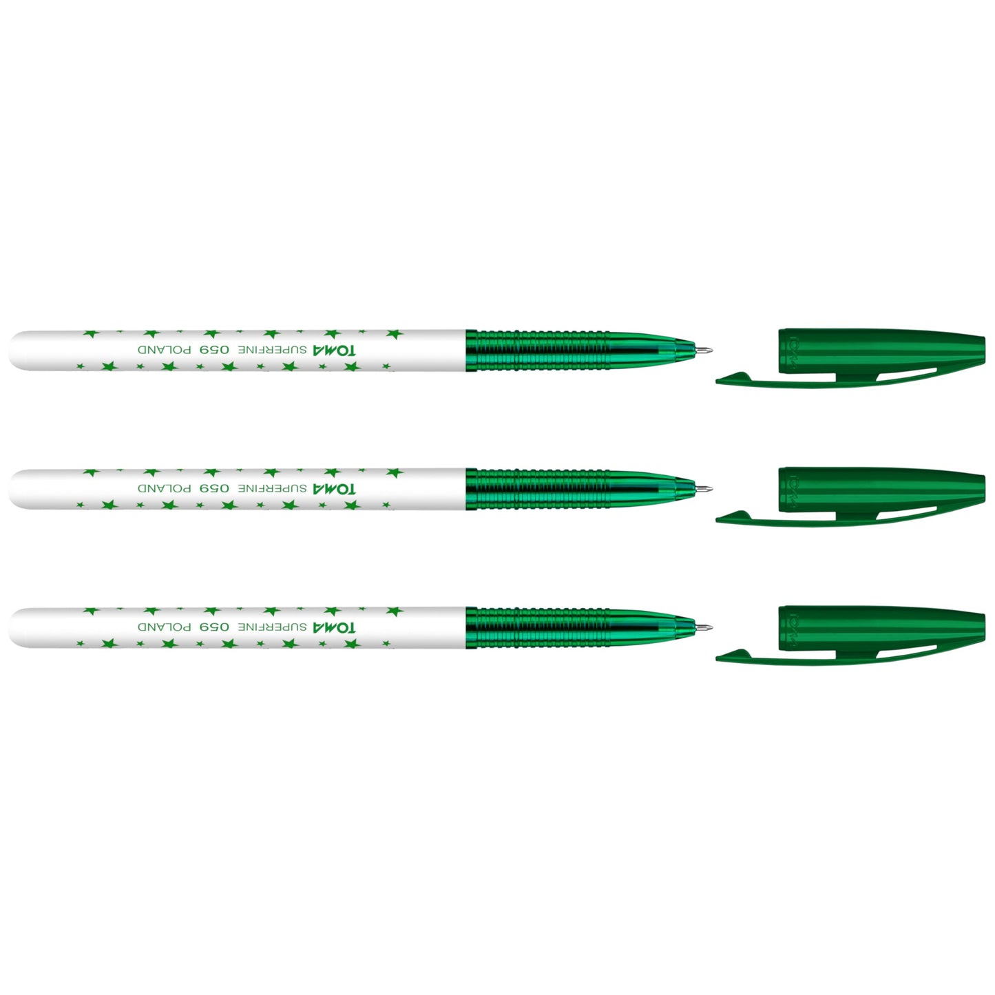 Ballpoint Pens, Smudge Free Ballpoint Pens, Extra Fine Point 0.5 mm, Ideal for School, Office, Everyday Use (Green, 3 Pens)