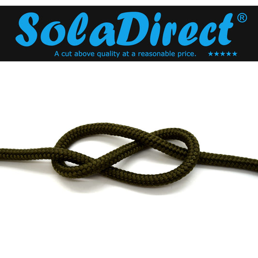 4mm x 20 metres / 65.6 ft of Olive Green Polypropylene Rope, Solid Braided Poly Rope Cord Twine for Boating, Yachting, Camping