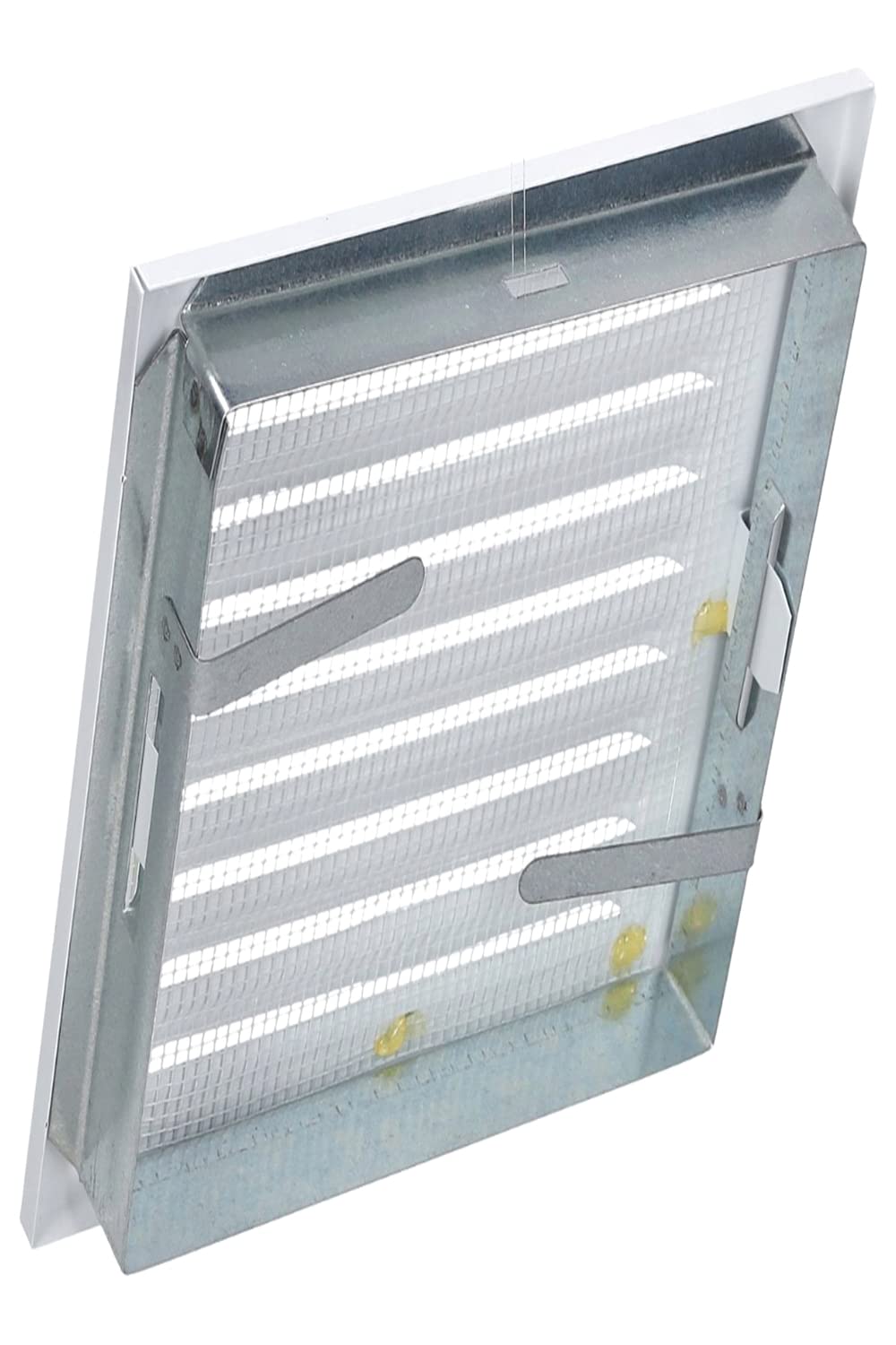 140 mm x 210 mm White Metal Air Vent Grille with Fly Screen Ventilation Duct Cover with Flange