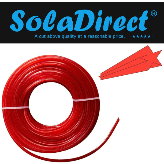 3.0 mm x 15 m Nylon Strimmer Trimmer Line Star Shaped Heavy Duty Brush Cutter Wire - Red