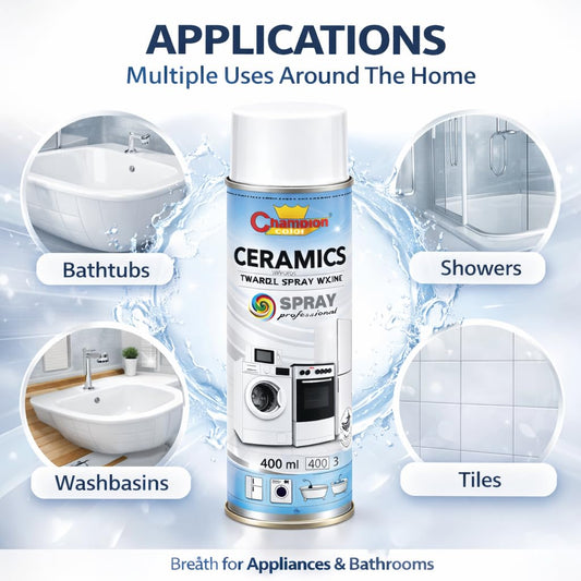 Ceramics White Enamel Spray Paint 2 x 400ml – Bath & Appliance Repair Paint for Bathtubs, Sinks, Tiles & Fridges – High Gloss, Scratch Resistant