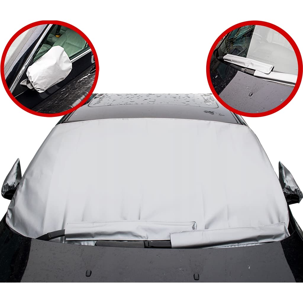Set of Anti Snow Anti Frost Protection Covers for Car Wing Mirrors and Wiper Blades (Grey)