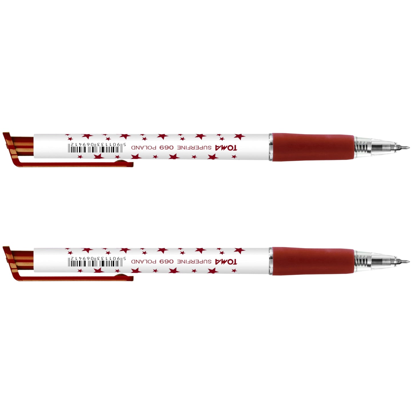 Ballpoint Pens, Retractable Smudge Free Pens, Extra Fine Point 0.5 mm, Ideal for School, Office, Everyday Use (Red, 2 Pens)