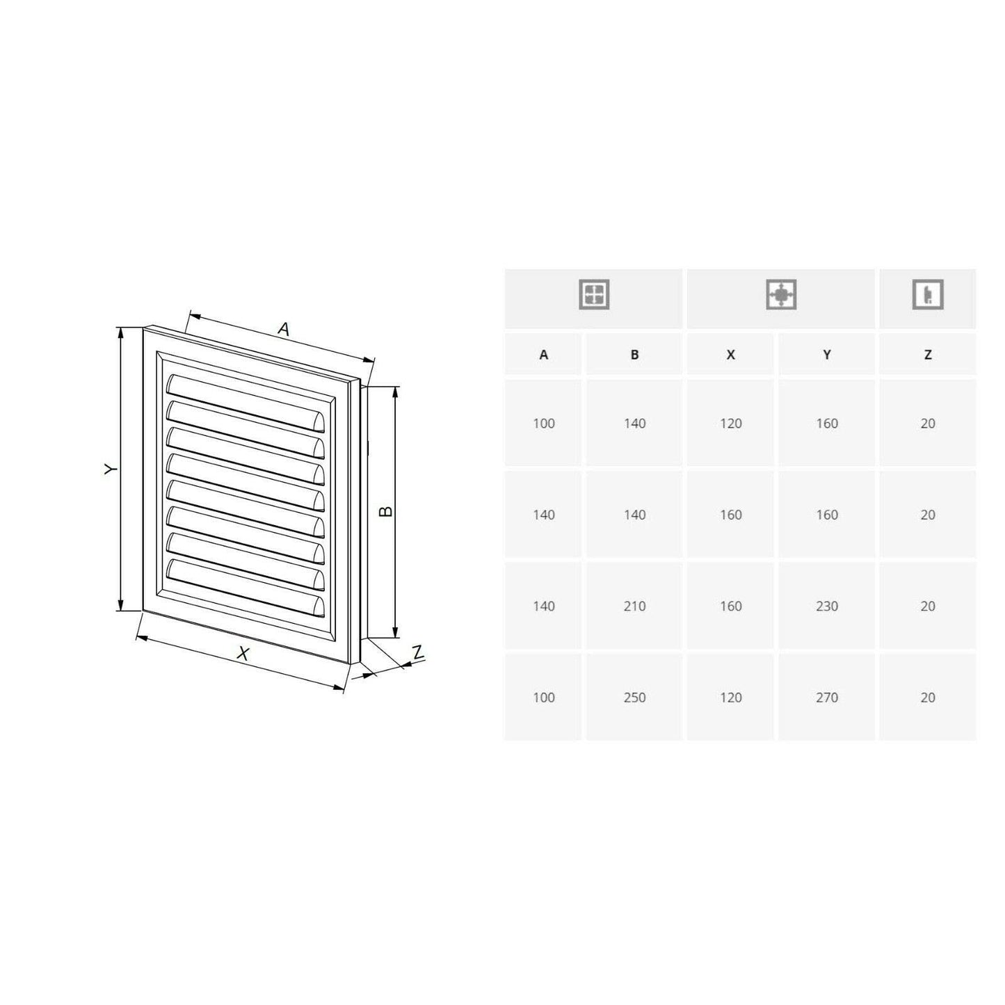 140 mm x 210 mm White Metal Air Vent Grille with Fly Screen Ventilation Duct Cover with Flange