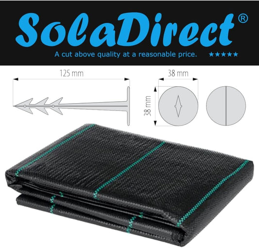 1 x 50 m / 3.2 x 164 ft Weed Control Membrane, Weed Control Woven Fabric, Ground Cover Sheet, 100 GSM, UV Stabilised + 20 Pegs