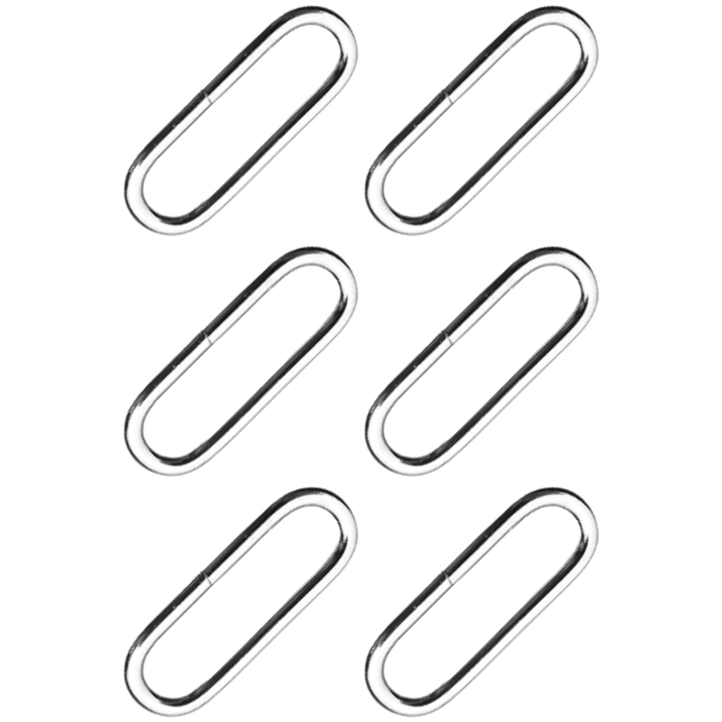6 Pcs Buckles Set for 40 mm / 1.57" Webbing Strap, 6 x Oval Loops, Metal, Silver, Bag Making, Accessories, Straps, DIY, Crafts