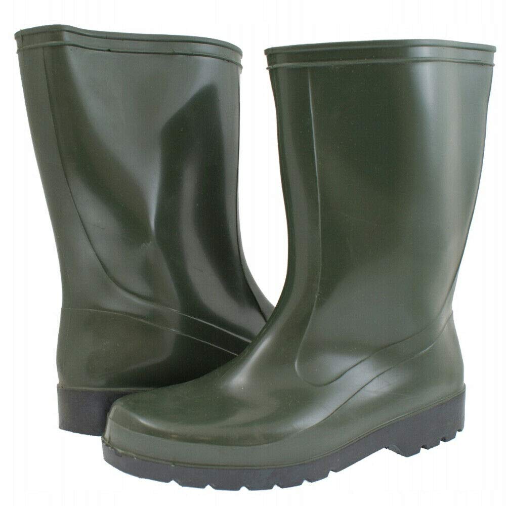 Olive Green Men's Wellington Boots Waterproof Wellies Durable PVC Gardening (Size UK 8 / EU 42)