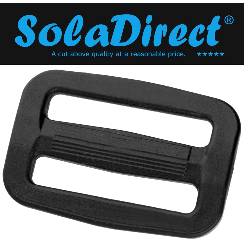 3 Bar Tri Glide Sliders Buckles Fasteners for 20 mm / 0.78 in Webbing Strap, Backpack, Bag - Black, Plastic (Pack of 50)