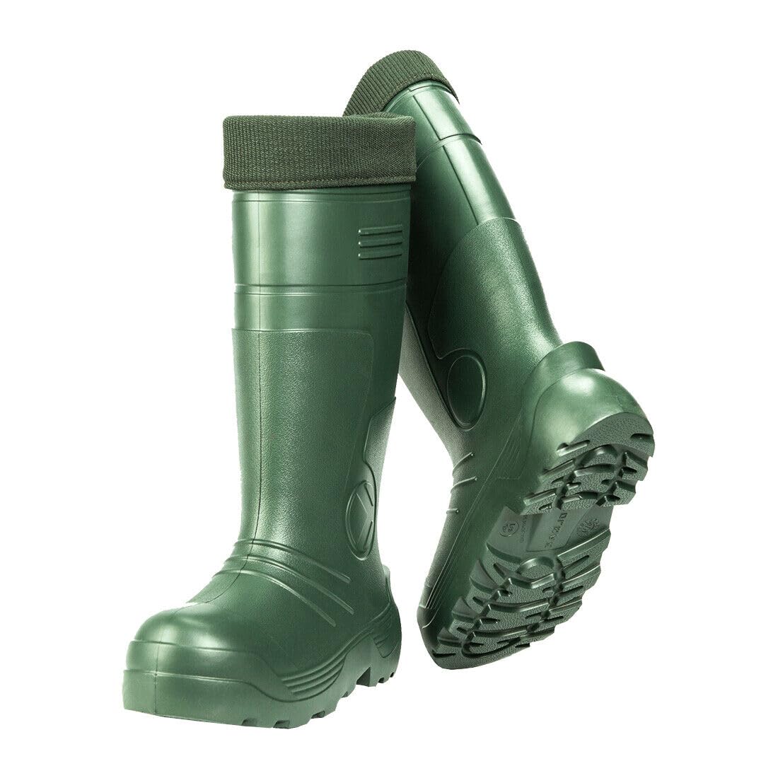Green Men's Wellington Boots Fleece Lined Insulated Waterproof Wellies EVA (Size 9 UK / 43 EU)