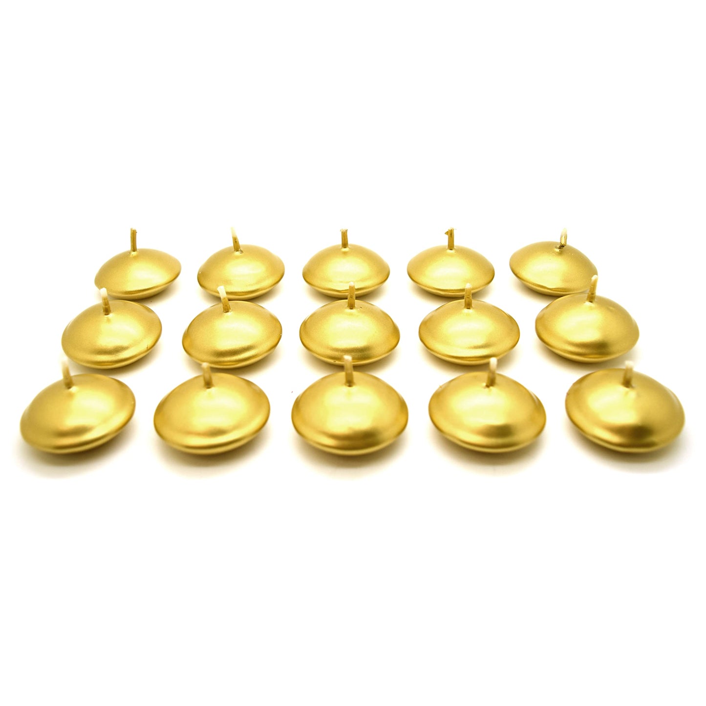 Floating Candles, Pack of 15, Unscented, Long Burning Time, Tealights Candles, Romantic Decoration Wedding Dinner Christmas (Gold)