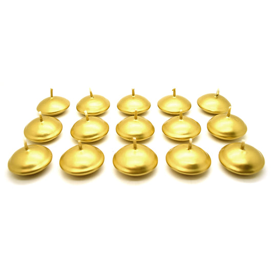 Floating Candles, Pack of 15, Unscented, Long Burning Time, Tealights Candles, Romantic Decoration Wedding Dinner Christmas (Gold)