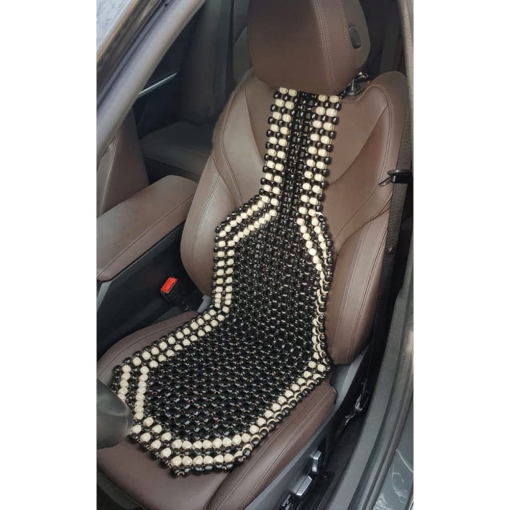 Black Wooden Beaded Massage Car Front Seat Cover Cushion Comfortable