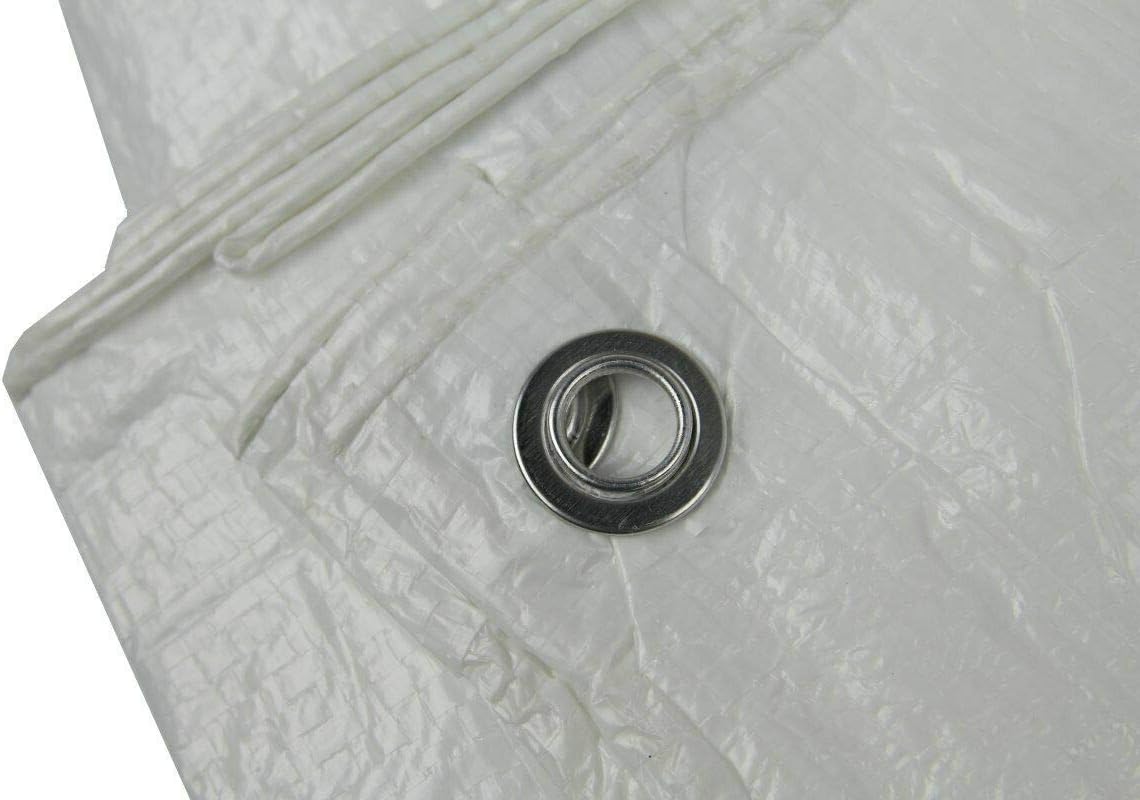 3 x 3 m Tarpaulin Cover - White 90GSM - Waterproof, Frost-Resistant, UV Protection, Multipurpose, Groundsheet