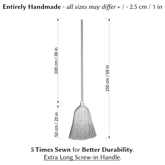 Traditional Wooden Straw Corn Broom 150 cm / 59 in Natural Garden Yard Stable Sweeping American Style Brush
