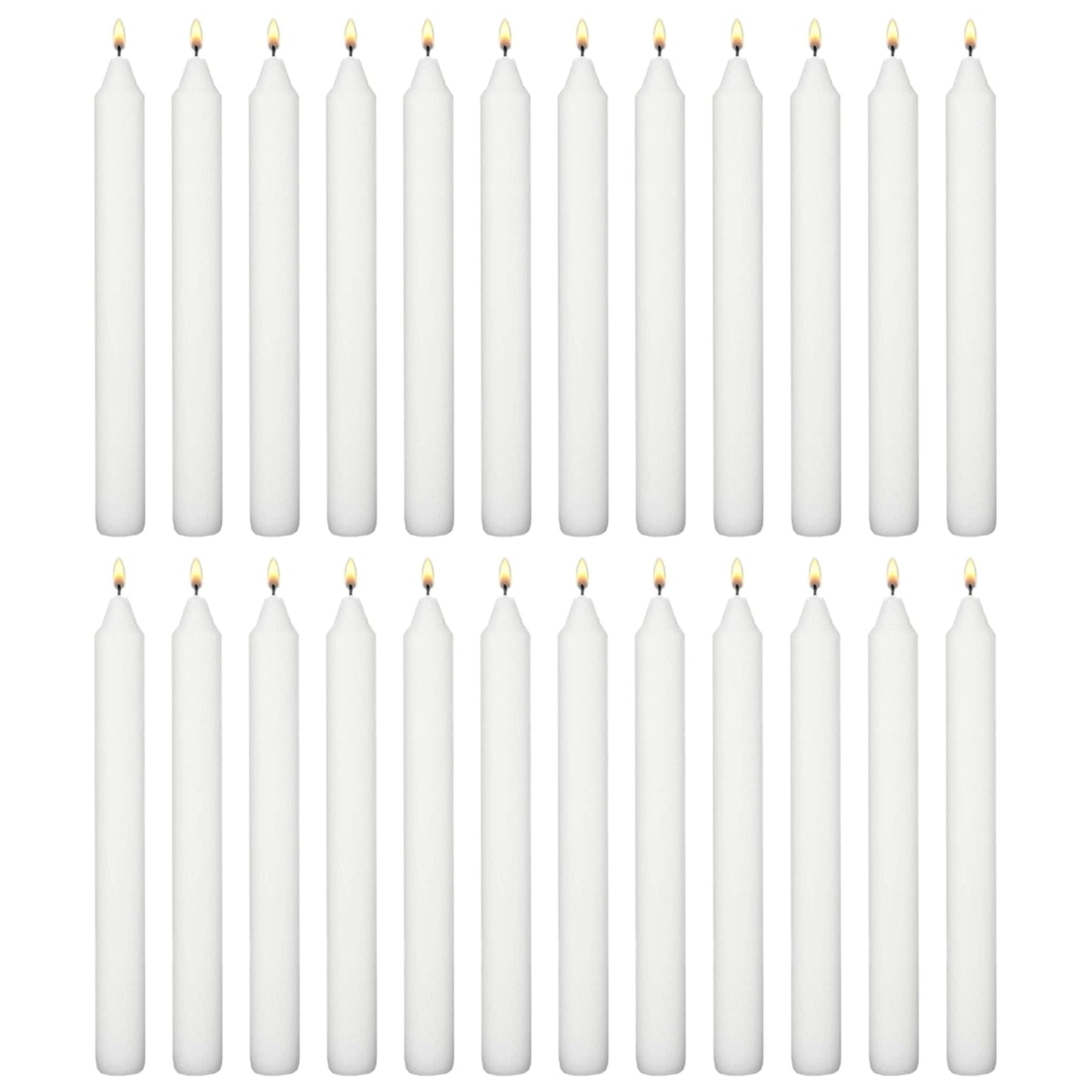 White Table Household Dinner Tapered Candles, Decorative Household Candles, 6 Hours Burning Time, 18cm / 7" Long (Pack of 24)